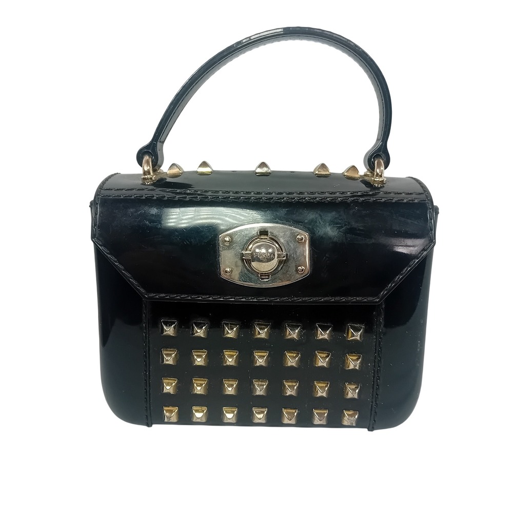 HTF Furla Candy Mini Bag Satchel Top Handle Studded PVC Jelly Italy Designer REA